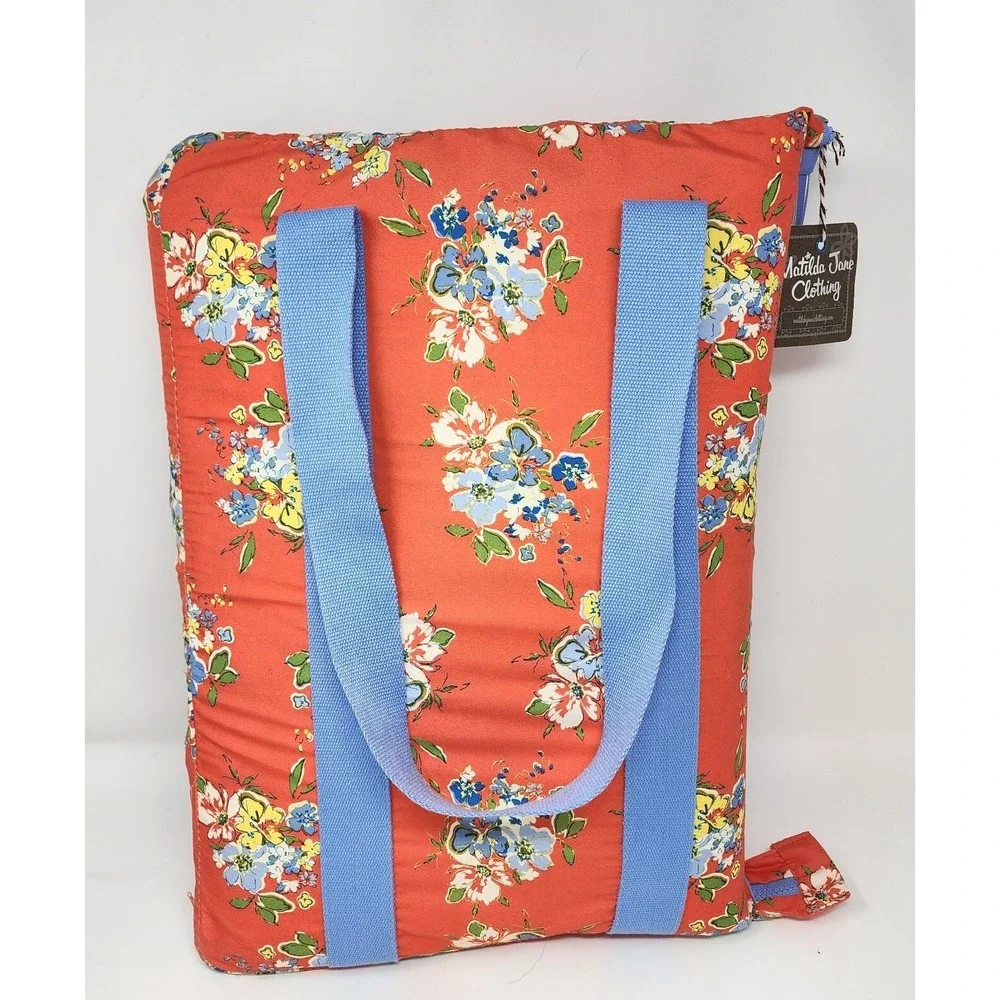 Matilda Jane Let's Go Together Life's A Picnic Blanket Orange Blue 87x54 NEW
